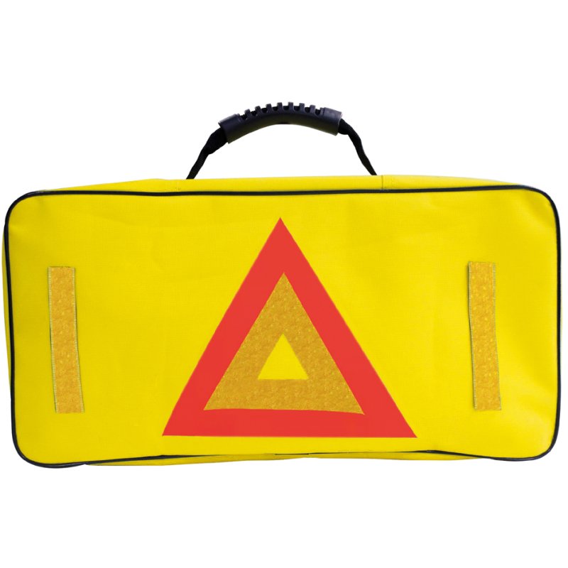BRÜDER MANNESMANN coffret outils auto dans sacoche, jaune néon, avec triangle d'avertissement
